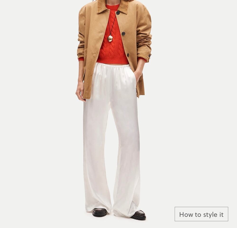 J. Crew Cosmo Pant Wide-Leg Pull-On Luster Charmeuse Windswept Size XS NWT